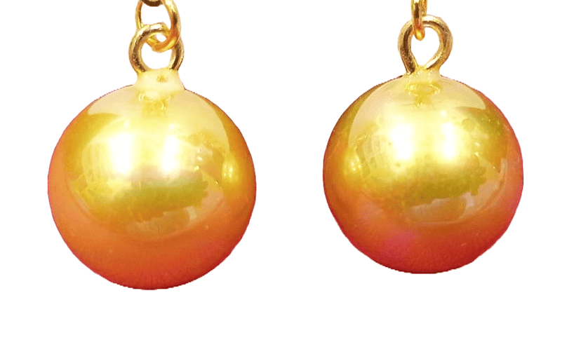Gold Plated Earrings with Faux Pearl Beads view 3