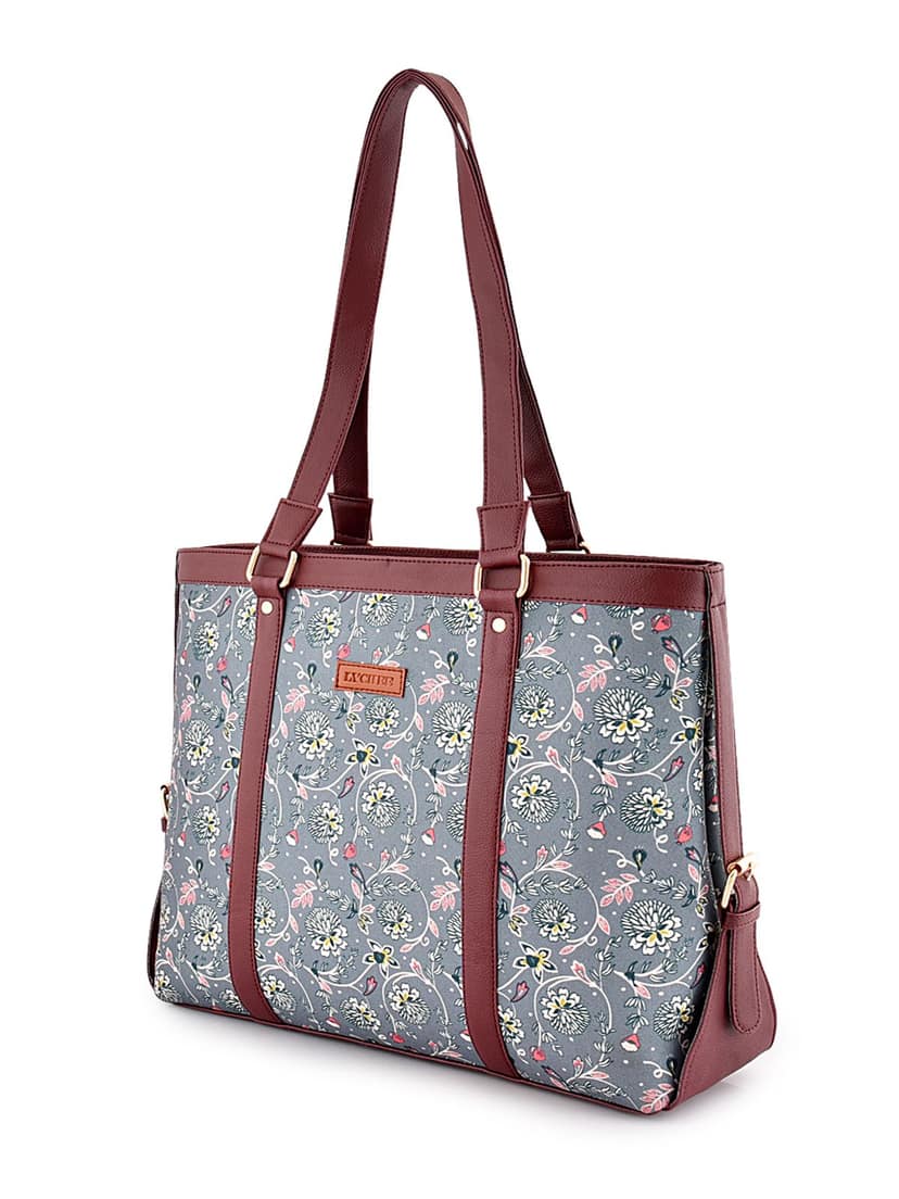 Lychee bags Women Printed Canvas Grey Tote Bag view 2