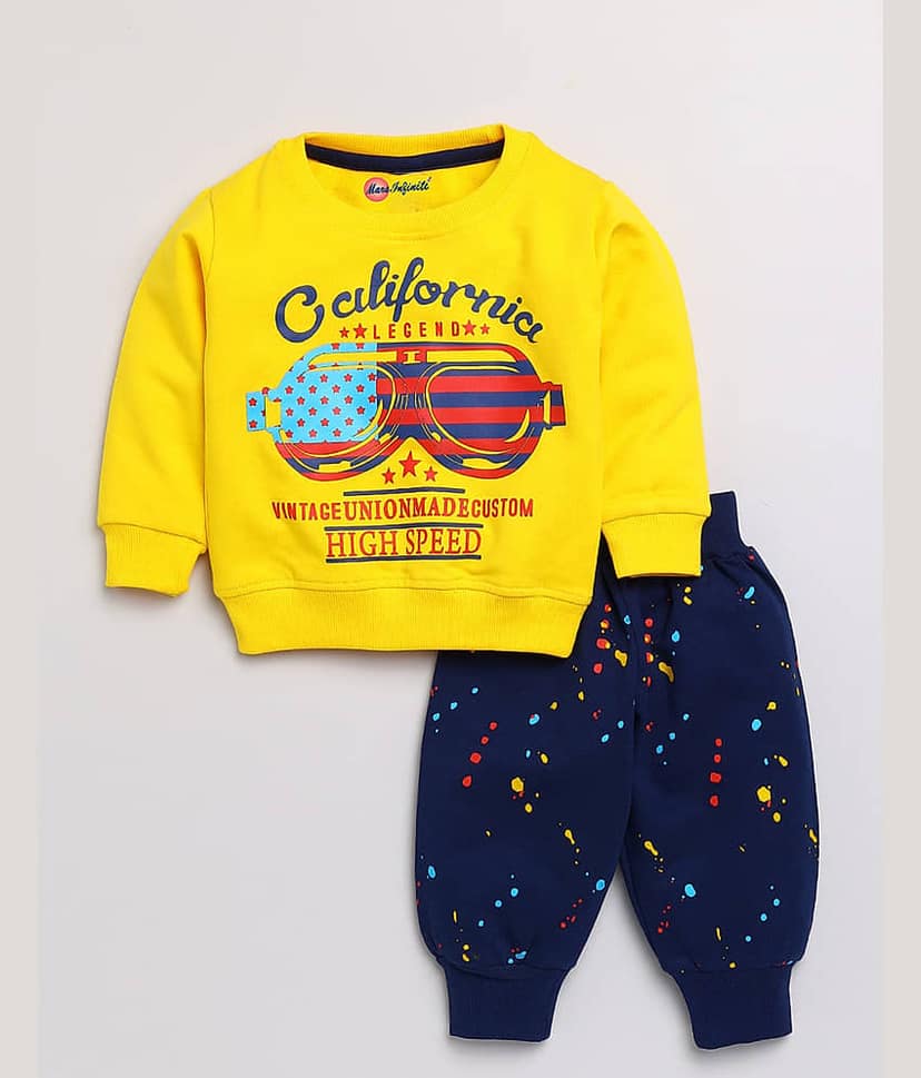 Mars Infiniti Pack of 1 Unisex for Baby Cotton Sweatshirts & Trouser ( Yellow )