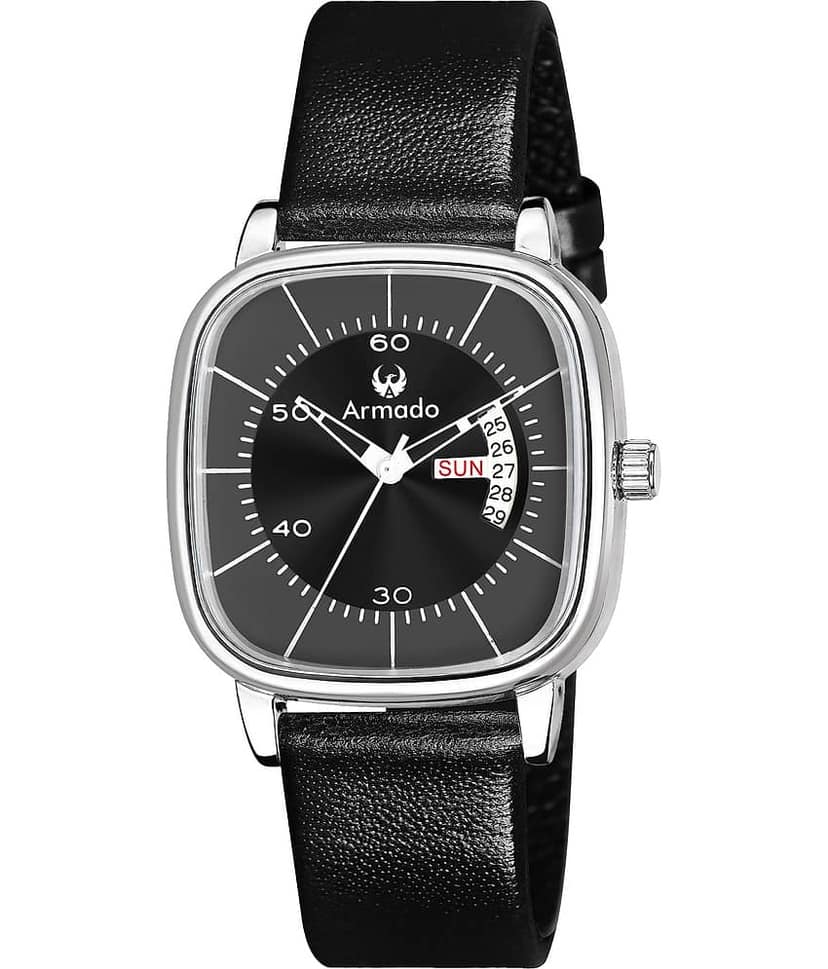 Armado Black Leather Analog Men's Watch view 2