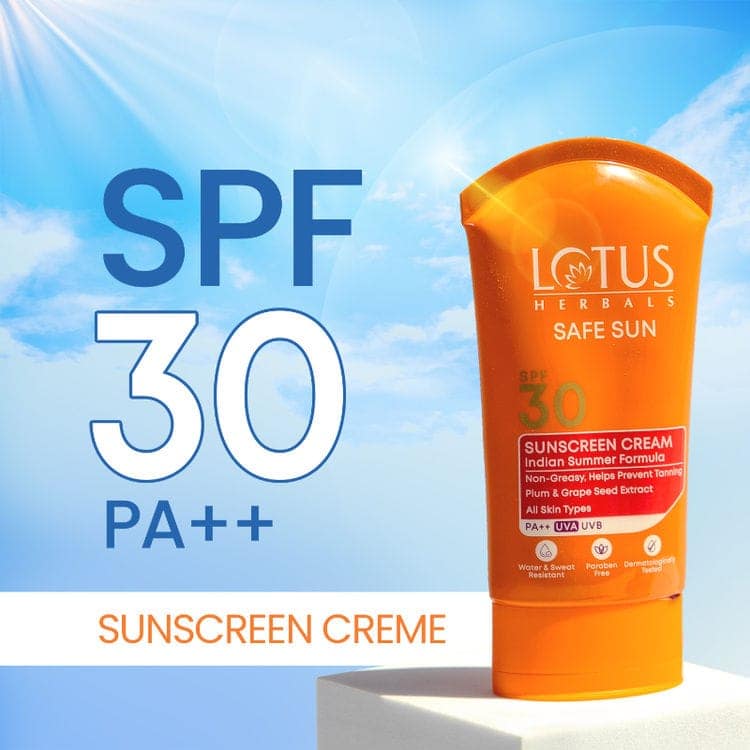 Lotus Herbals Safe Sun Sunscreen Cream PA++ UVA SPF-30 UVB Indian Summer Formula (100g) view 6