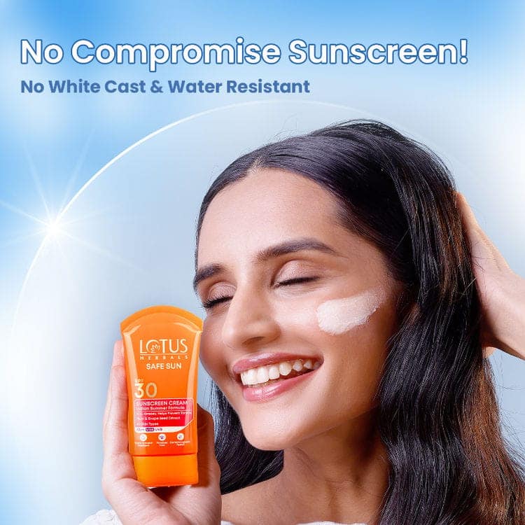 Lotus Herbals Safe Sun Sunscreen Cream PA++ UVA SPF-30 UVB Indian Summer Formula (100g) view 8