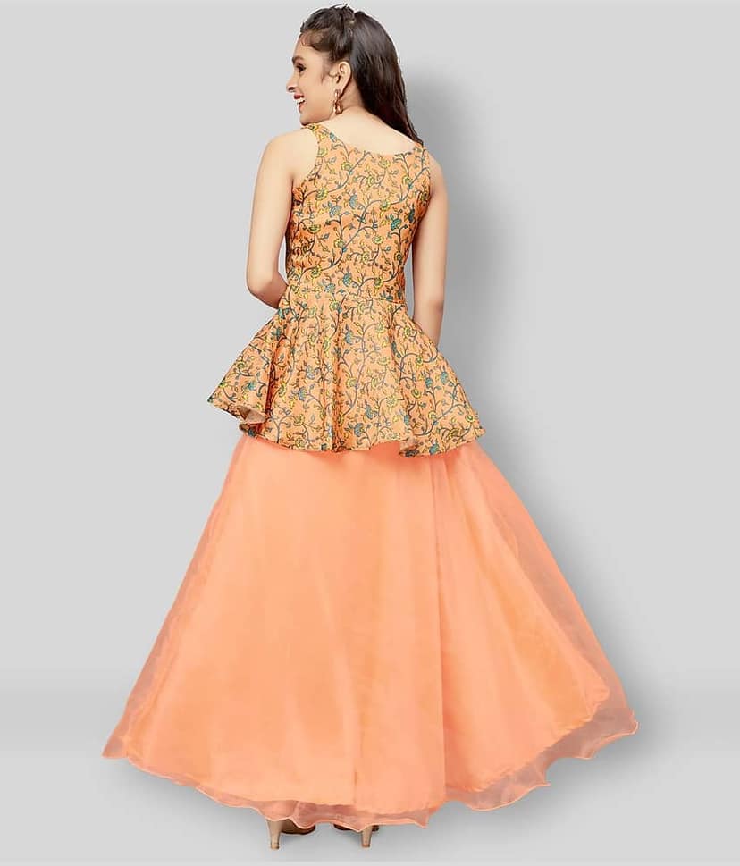 MIRROW TRADE Net Lehenga Choli Sets For Girls ( , Peach ) view 4