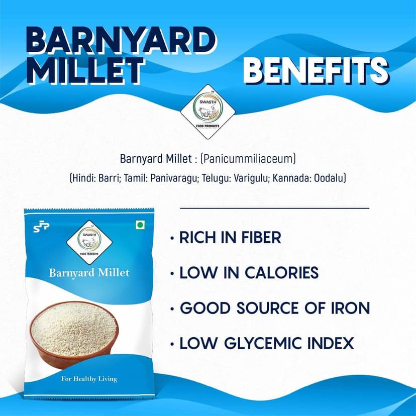 SWASTH Unpolished And Natural Barnyard Millet 05kg Pack of 5 - 1Kg Each (Other Names Of Barnyard Millet - Jhangora, Sanwa, Kuthiravali (Kuthiraivolly), Udalu, Kodisama, Oodalu, Kavadapullu, Swank, Shyama Khira Cereals) view 6