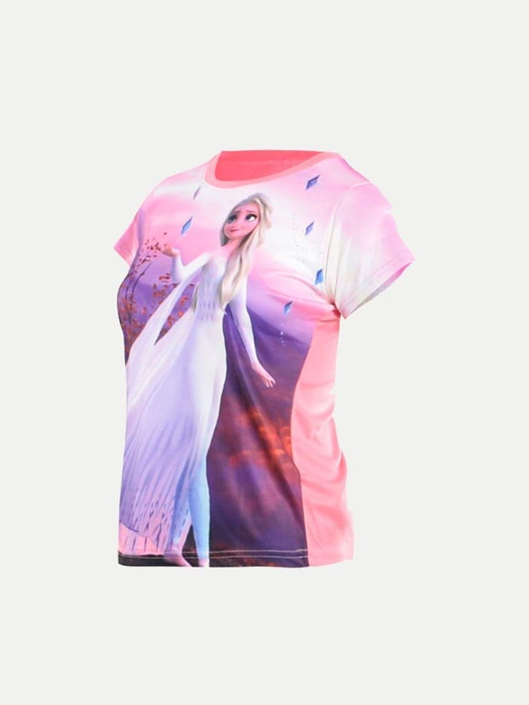 Teen Girls Pink Graphic Printed Crew Neck T-shirt view 2
