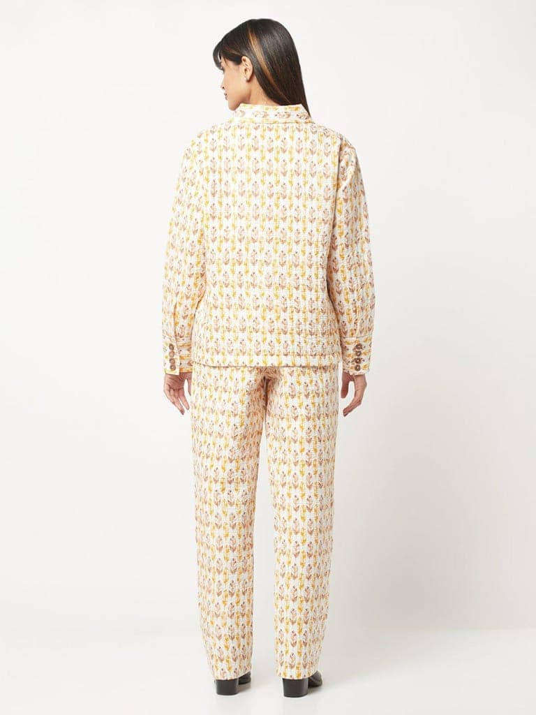 Yellow And White Quilted Co-ord Set view 3