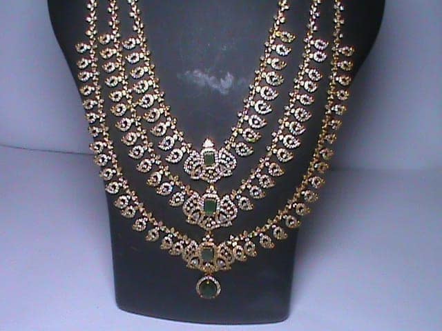 Bridal Gold Plated Haram Necklace Set With Earrings view 2