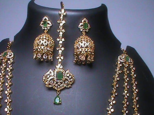Bridal Gold Plated Haram Necklace Set With Earrings view 3