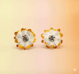 Pair of Yellow–White Stud Earrings – 1 Pair