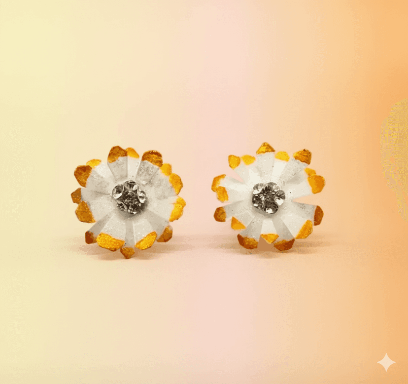 Pair of Yellow–White Stud Earrings – 1 Pair