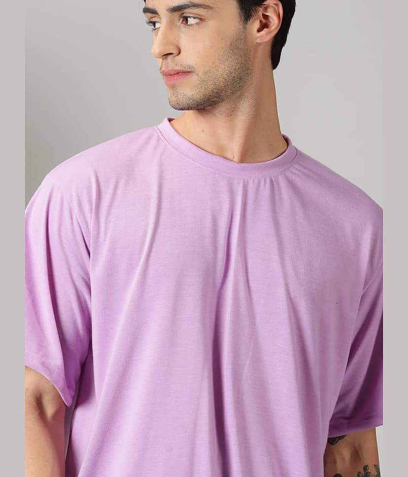 RodZen Cotton Blend Oversized Fit Solid Half Sleeves Men's Round T-Shirt - Multicolor7 ( Pack of 2 ) view 2