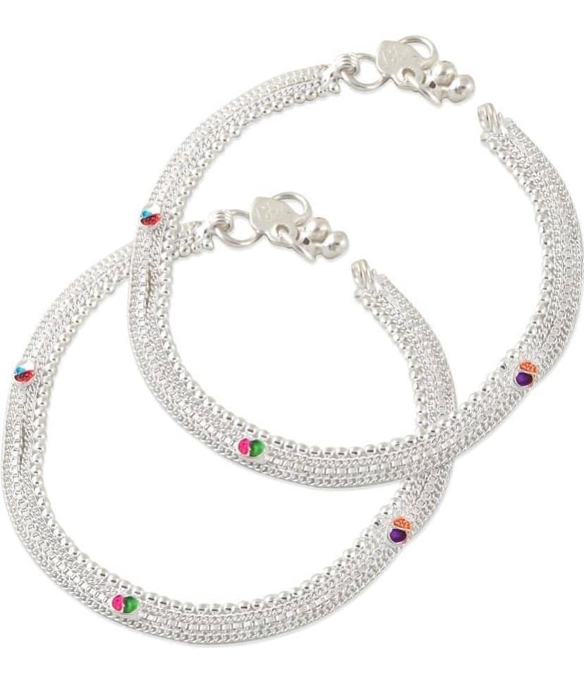 HEER COLLECTION - Silver Anklets ( Pack of 2 ) view 2