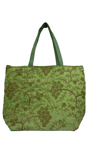 Stylish Fabric Green colour Hand Bag