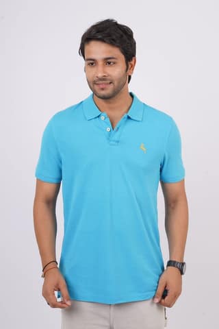 Men's Blue Embroidery Polo T-Shirt