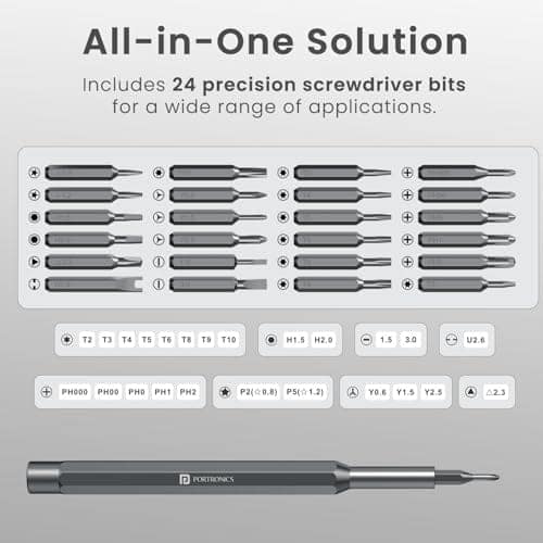 Portronics Bit Box,24-in-1 Screwdriver Kit,Compact,Durable,and Travel-Friendly Tool Kit with a Magnetic Bit Holder,Perfect for Household&Auto Repair (Black) view 3