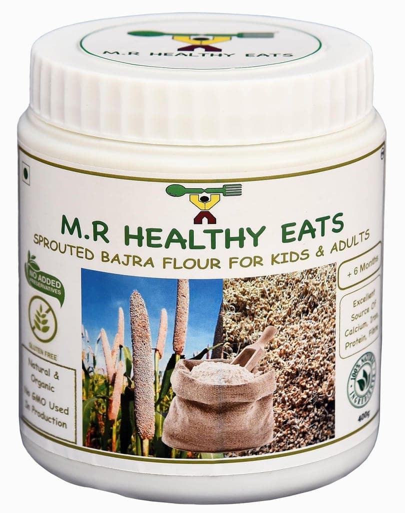 M.R Healthy Eats- Organic Sprouted Bajra Flour for Kids & Adults In Food-Grade Container 400 gms (+6 months)