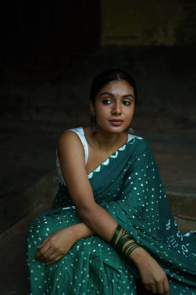 Boond - Bandhani green shaded Bandhani cotton saree view 8
