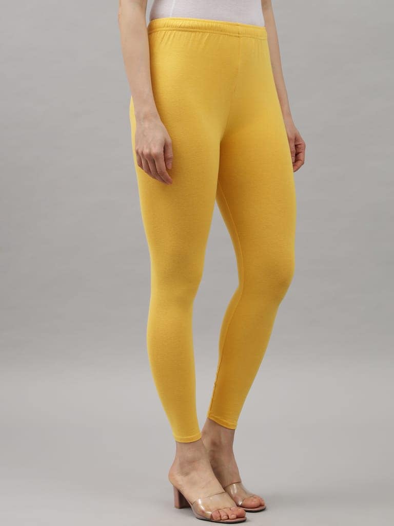 SOFT COLORS Women's Skinny Fit Ethnic Wear Ankle Length Leggings (Mango Yellow) view 4