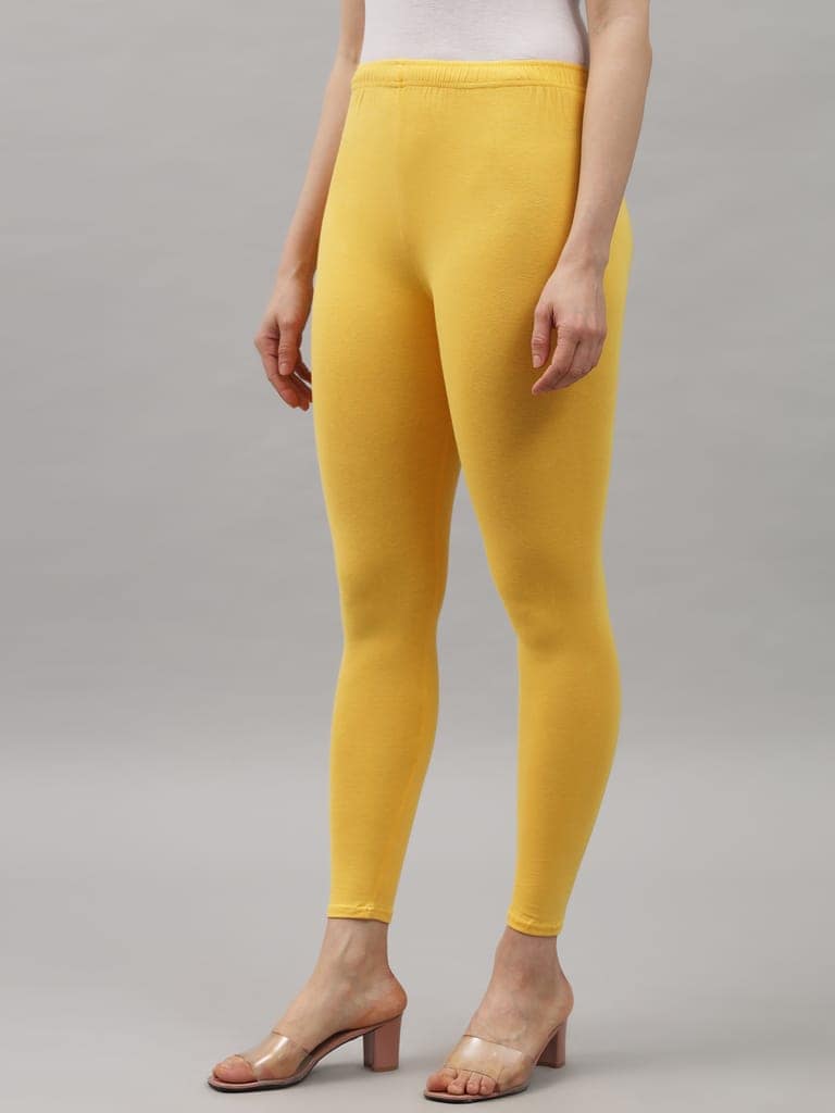 SOFT COLORS Women's Skinny Fit Ethnic Wear Ankle Length Leggings (Mango Yellow) view 7
