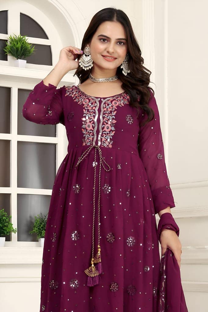 Black Purple Ready to wear indian salwar kameez Dupatta for women anarkali designer pakistani dresses Festival 3 piece view 4