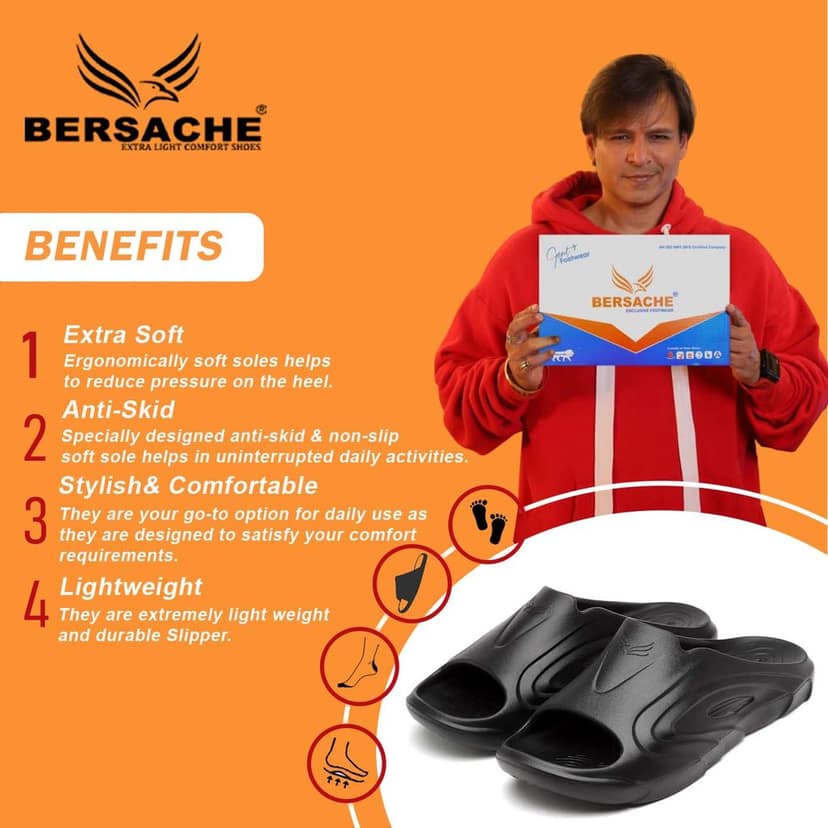Bersache Extra Soft Classic Casual with Back Strap Regular wear with Ultra Soft & Flexibility Technology Slipper for Men's view 2