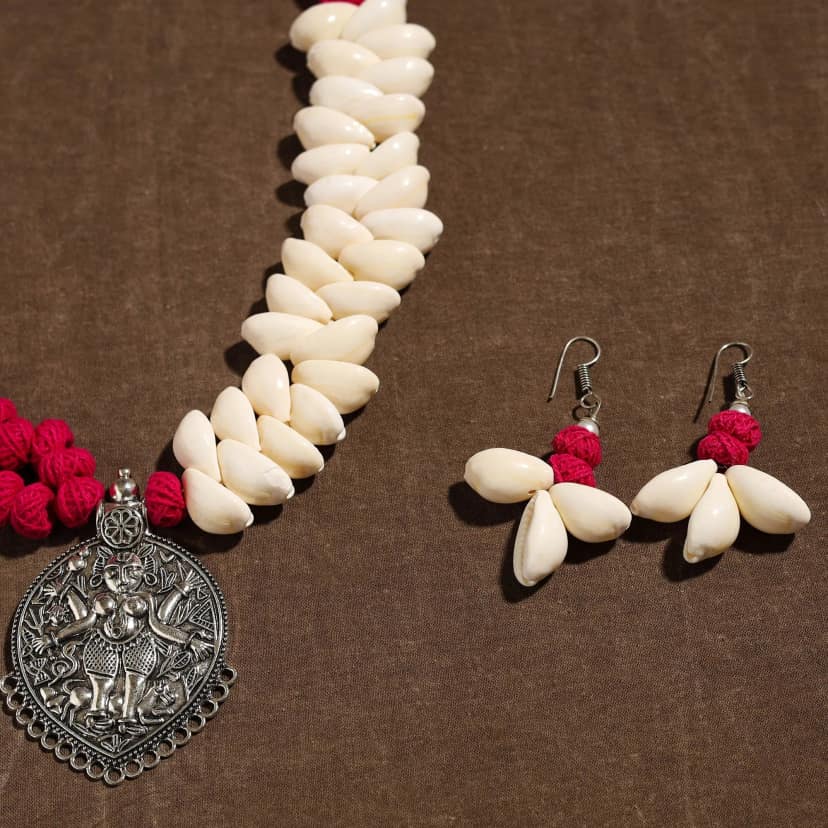 Multicolor - Handmade German Silver Shell Necklace Set 13 view 3