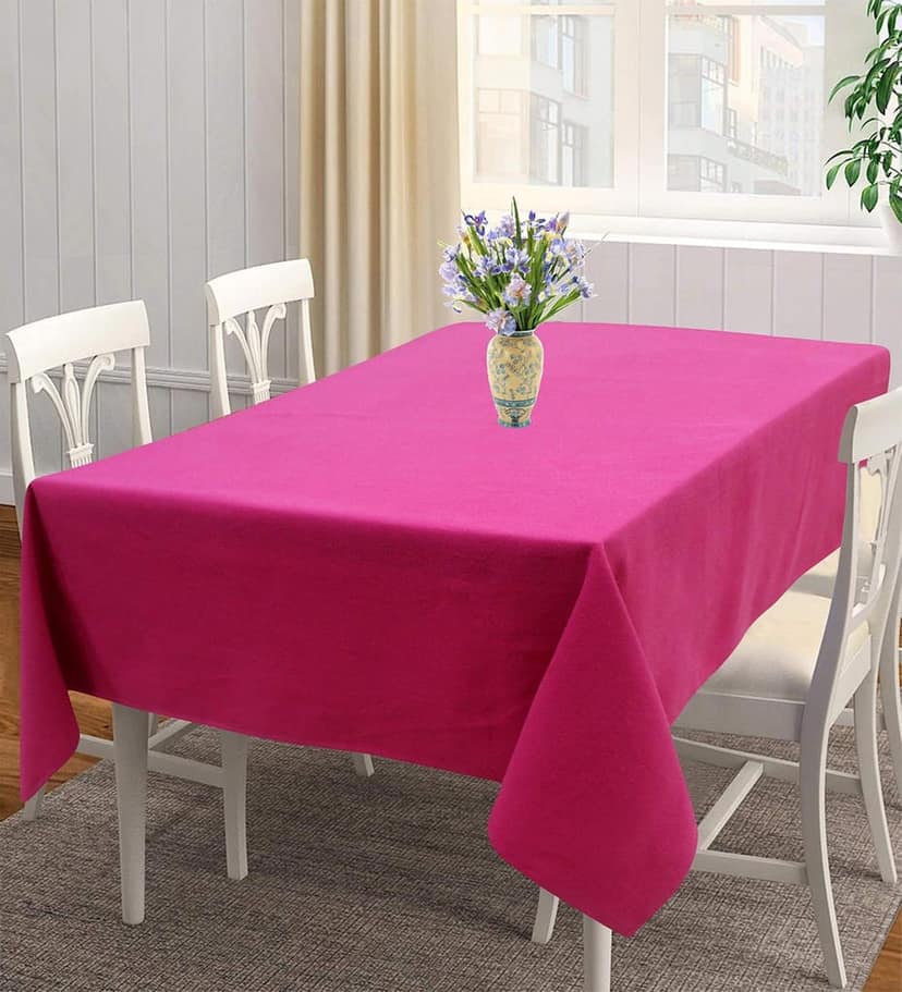 AIRWILL 100% Cotton Solid Pattern 4 Seater Square Table Cover Sized, 56x56 inches (Pink, Pack of 1)