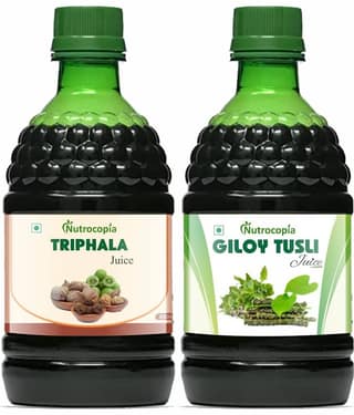 NUTROCOPIA Triphala Juice & Giloy Tulsi Juice To Boost Immunity Pack of 2 of 400 ML(800 ML)