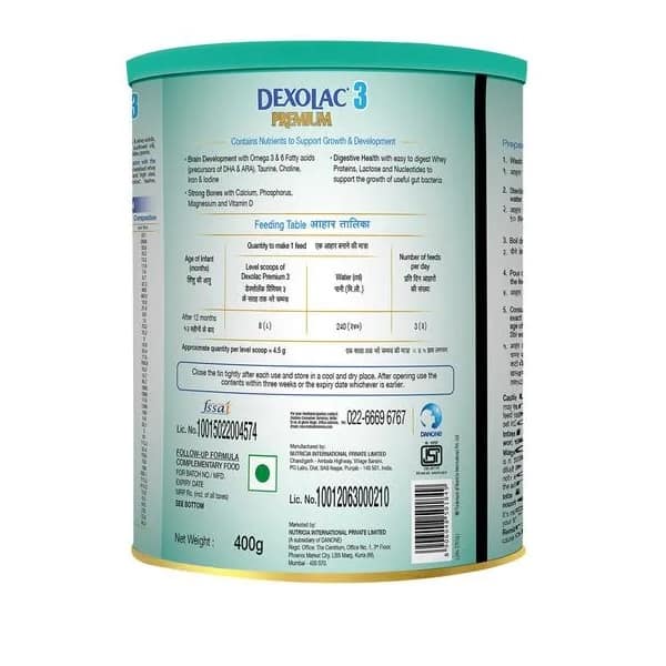 Dexolac Premium Stage 3 Follow Up Formula Powder 400 Gms view 2