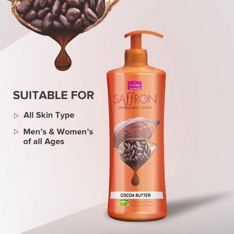 VI-JOHN Women Saffron Chemical Free Cocoa Butter Fairness Body Lotion With & Vitamin E - 400 ML view 4