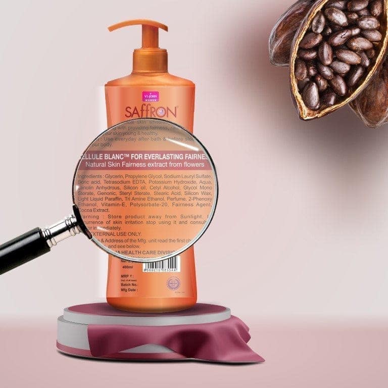 VI-JOHN Women Saffron Chemical Free Cocoa Butter Fairness Body Lotion With & Vitamin E - 400 ML view 5