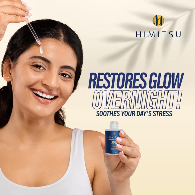 Himitsu Anti Aging Night Serum for Women & Men - Glowing Skin, Fights Fine Lines & Wrinkles, Deep Hydration, Nourishment & Collagen Boost with Hyaluronic Acid & Natural Retinol for All Skin Types view 4