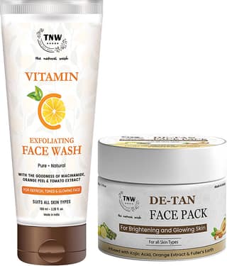 Combo of 2- De Tan Pack 50gm + Vitamin C Exfoliating Face Wash 100ml