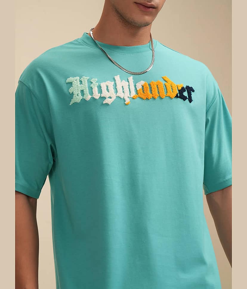 Highlander Men Cotton Blend Relaxed Fit Printed T-Shirt ( Green ) view 5