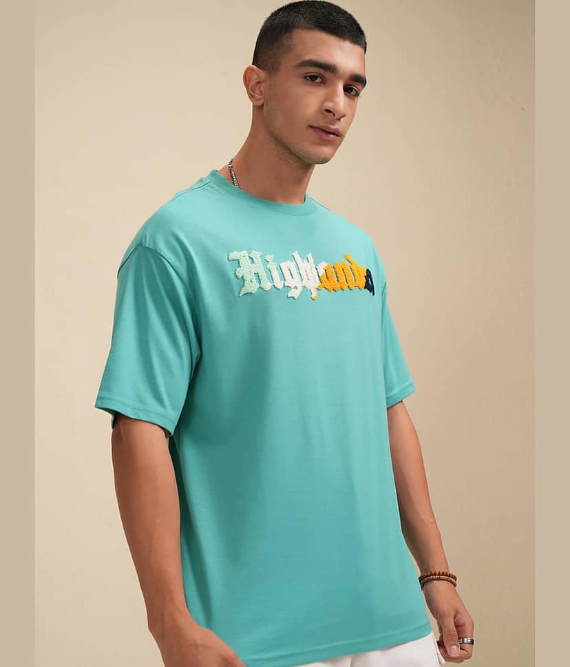 Highlander Men Cotton Blend Relaxed Fit Printed T-Shirt ( Green ) view 6