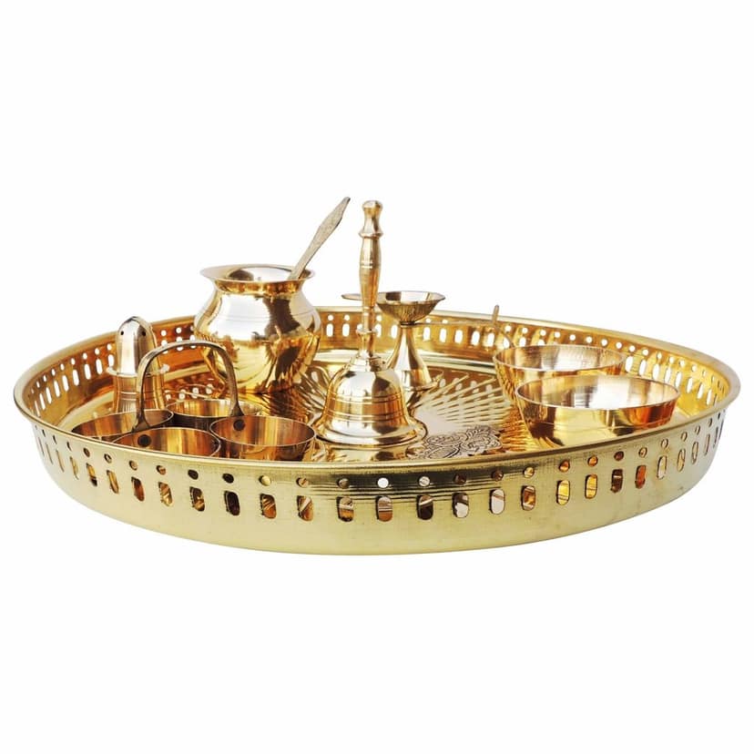 Brass Decorative Puja Thali Set With Multiple Items (ZMAS476 F) view 2