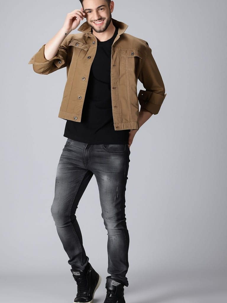 Cotton Black Plain Roundneck T-Shirt view 3