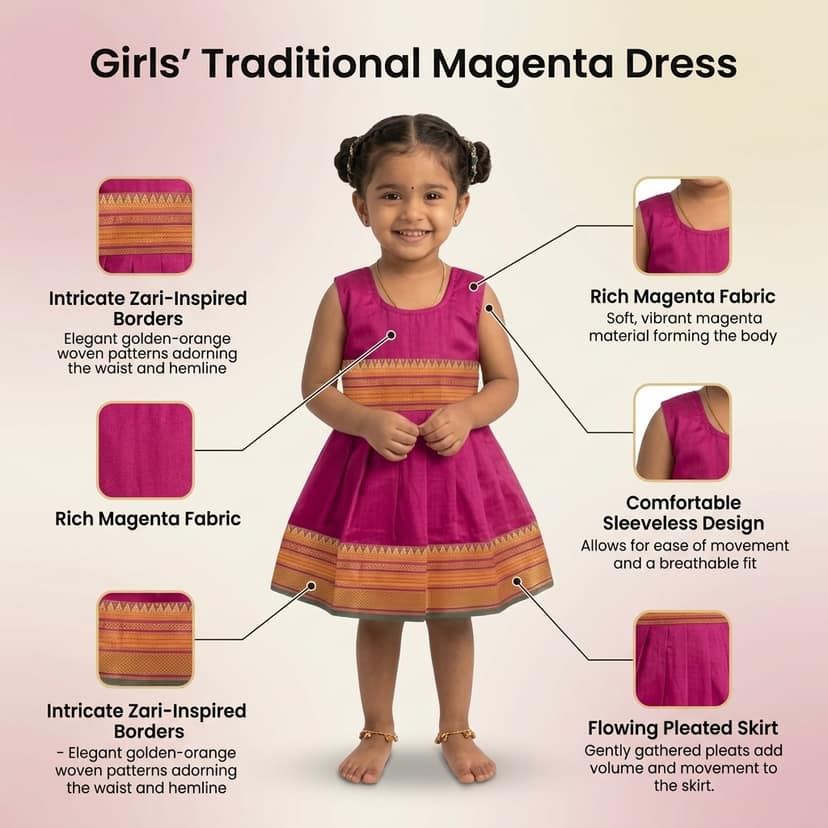 Mom and Me Baby Girls Summer Frock Dress (0–5 Years) | Soft Acrylic Cotton with Pure Cotton Lining | Sleeveless Round Neck | Lightweight & Breathable (in, Age, 0 Months, 3 Months, Regular, Pink) view 4