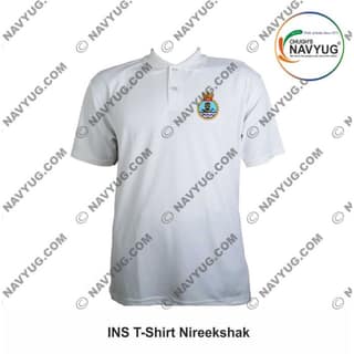 ArmyNavyAir INS Nireekshak T-Shirt (Large) | Embroidered Navy Emblem | Casual & Defence Wear