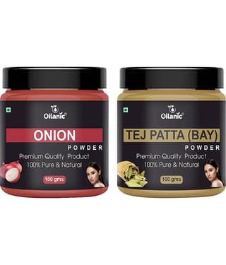 Oilanic 100% Pure Onion Powder & Tej Patta Powder For Skin Hair Mask 200 g Pack of 2