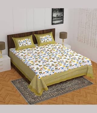 Cosito Cotton 1 Double Bedsheet with 2 Pillow Covers ( Multicolor )