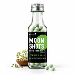 Moonshots Solid Toothpaste Tablets – Fennel Punch (90 pcs) | 5% nHAp | Fluoride & SLS Free | No Preservatives | with Xylitol & Oral Probiotics | Travel-Friendly