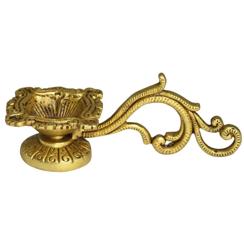 Brass Table Decor Deepak, Oil Lamp - Handmade Brass Diya for Mandir, Height : 2 Inch (BSMAS1503 C) view 2