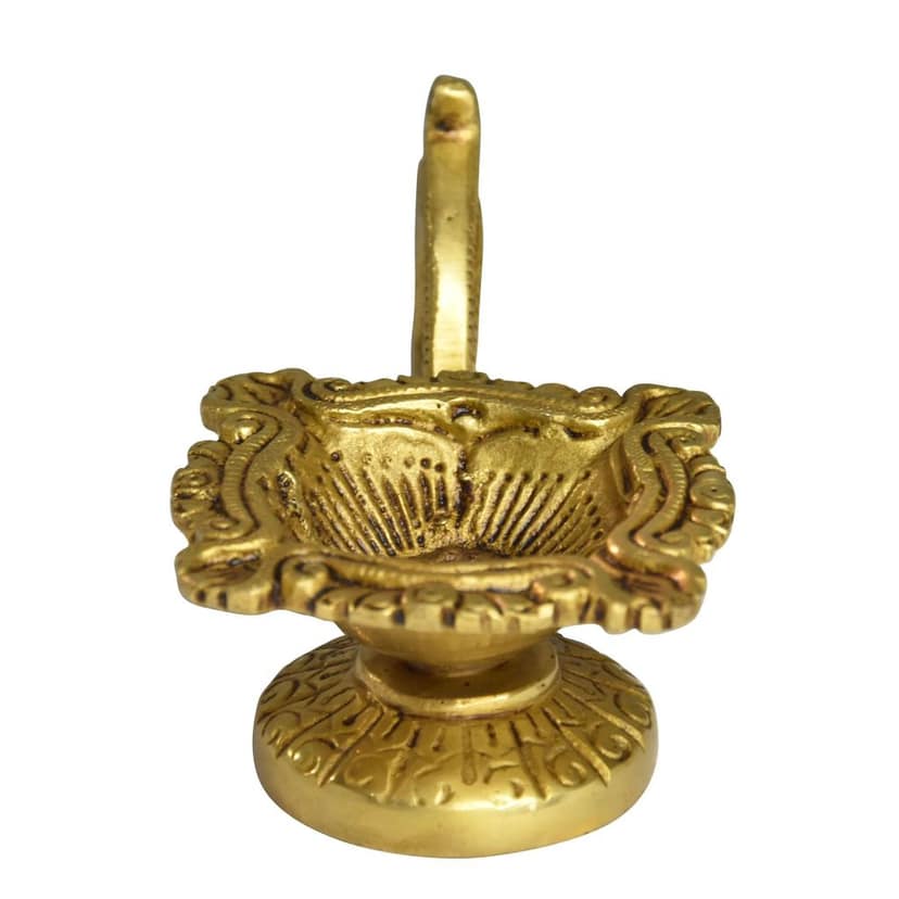 Brass Table Decor Deepak, Oil Lamp - Handmade Brass Diya for Mandir, Height : 2 Inch (BSMAS1503 C) view 4