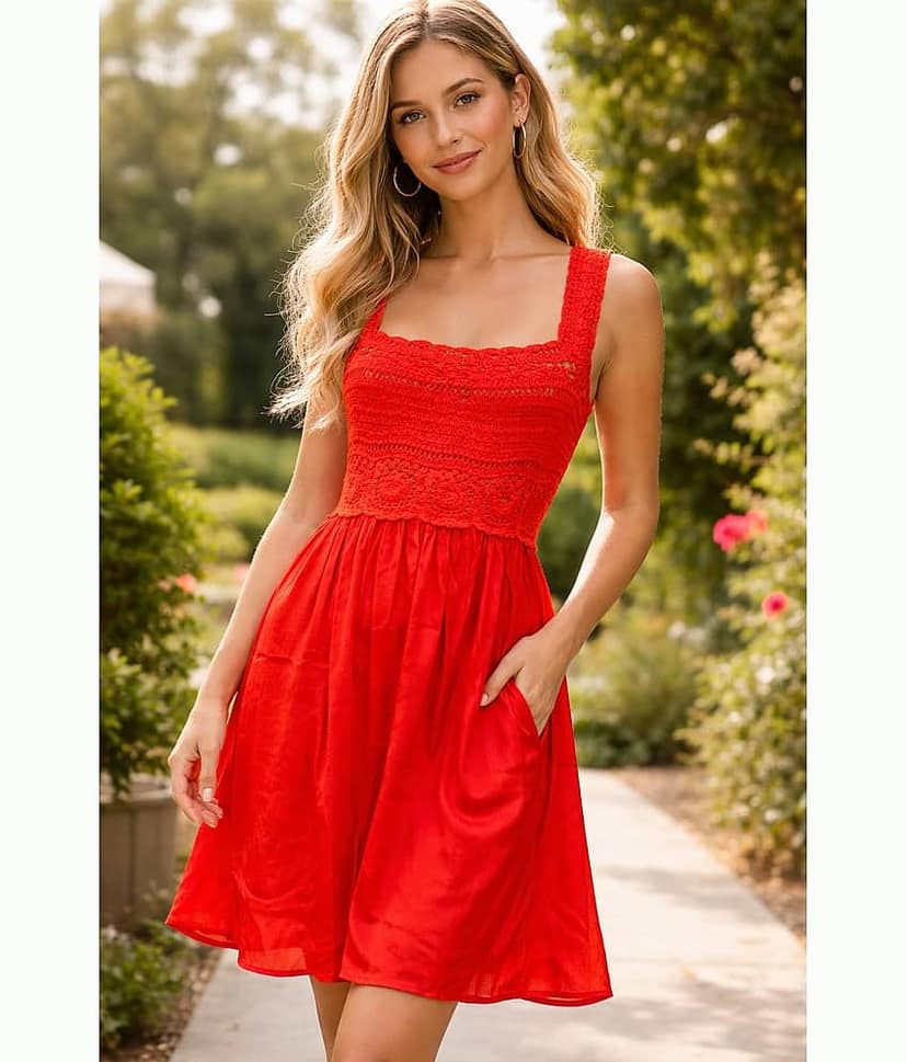 CIEARO VINTAGE Women Cotton A-line Dress ( Black )