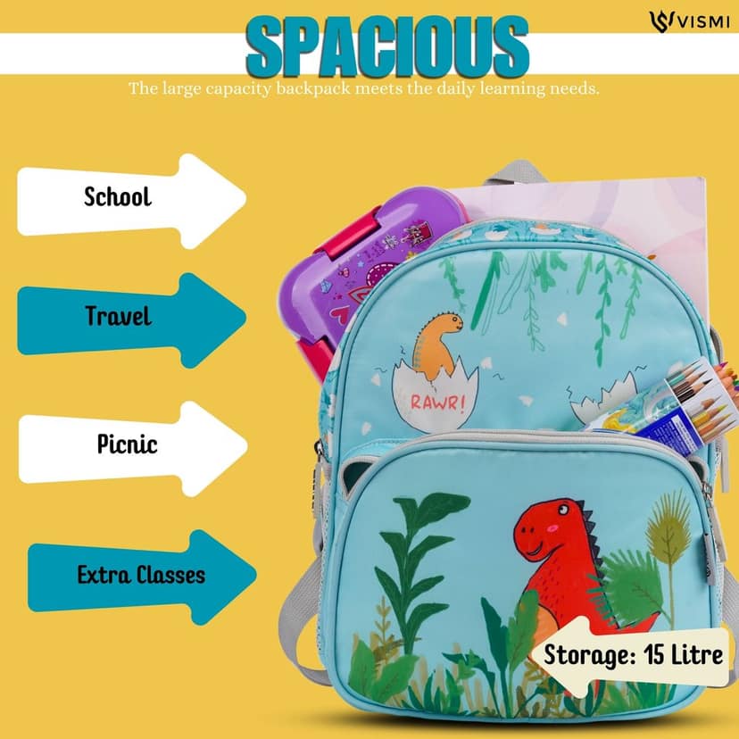VISMIINTREND School Bags for Kids | School Backpack Bags | Water Resistant | Casual | Picnic | Travel | 2 to 5 Years Pre School Bags | Bag for Boys | Girls view 3