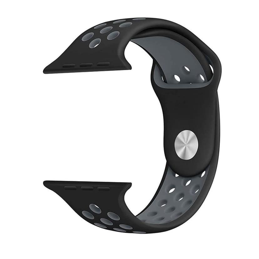 Exelent Sports Band Soft Silicone Sport Wristband Compatible with Watch Bands 42mm 44mm & 45mm Soft Silicone Strap Black & Gray view 2