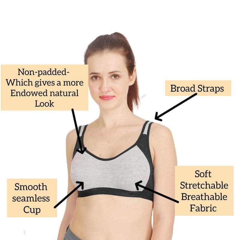 FASHION BONES Women's Everyday Cotton Sports Bra | Support - Ideal for Active Women | Non Padded | Gym | Running | Full Coverage, Breathable & Stylish view 4