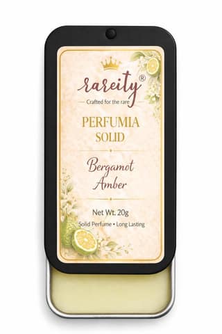 Rareity Solid Perfume – Bergamot Amber Fragrance | Citrus Woody Long Lasting Balm Perfume | Pocket Perfume | Alcohol-Free | 20g| Travel-Friendly