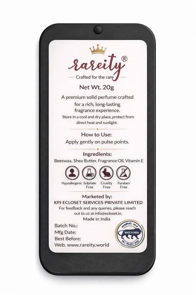 Rareity Solid Perfume – Bergamot Amber Fragrance | Citrus Woody Long Lasting Balm Perfume | Pocket Perfume | Alcohol-Free | 20g| Travel-Friendly view 6